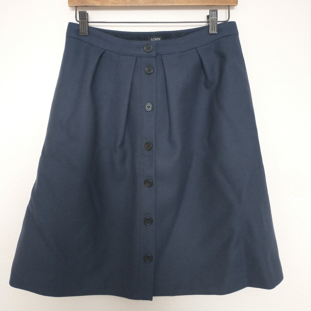 J. Crew flair button skirt in double serge wool